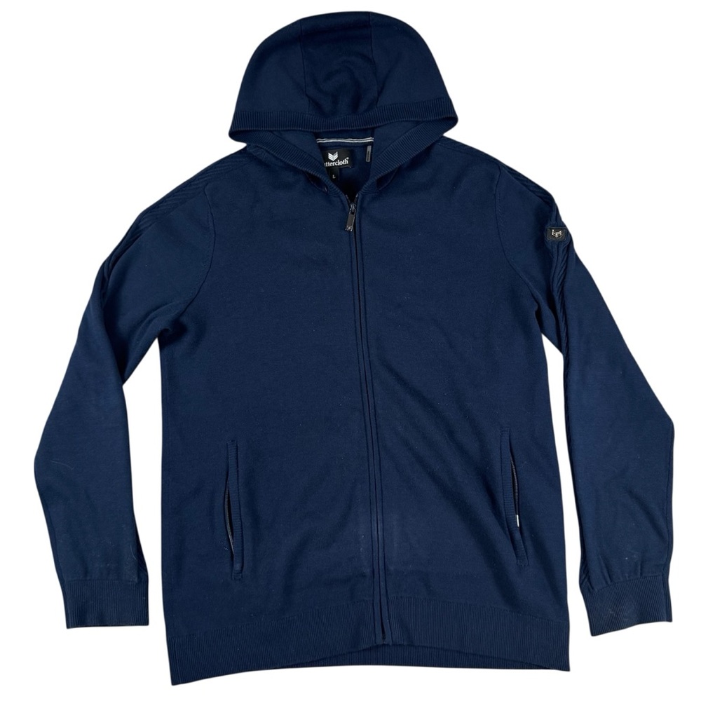 Buttercloth Sweater Hoodie Full Zip Pockets Navy Blue Comfort Men’s Size Large